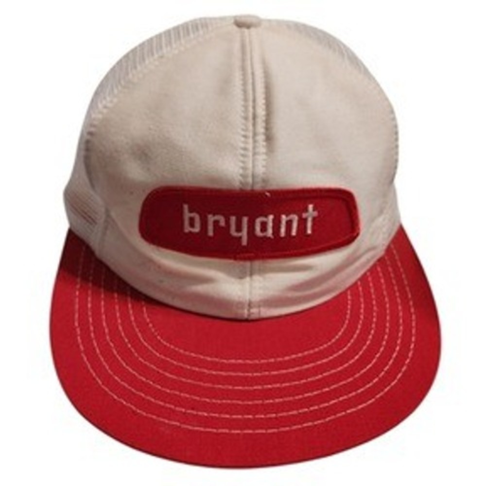 Bryant Hat Mesh Snapback Men's White Red Vintage Trucker Style Cap